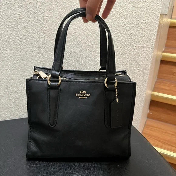 •COACH• Mini Crosby Carryall Black Smooth Leather Missing Strap - Picture 3 of 13